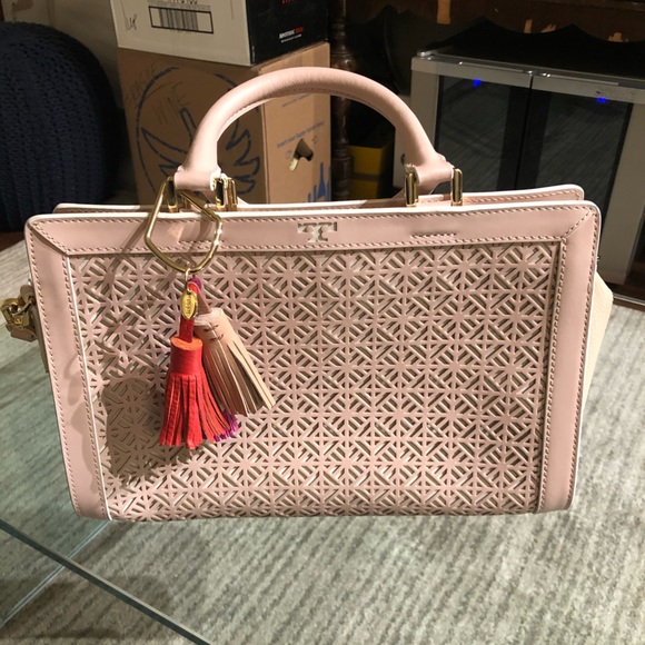 GUC Tory Burch Fret-T Blush Pink Satchel - Picture 1 of 7